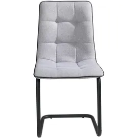 Home4You Schwingstuhl, Hellgrau - Schwarz matt - Webstoff - Rundrohrgestell