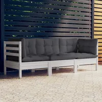 vidaXL 3-Sitzer-Gartensofa grau/weiß