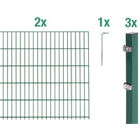GAH ALBERTS Alberts Doppelstabmattenzaun, (Set), grün, 120 cm hoch, 2 Matten für 4 m, 3 Pfosten