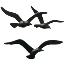 Boltze Birdy Schwarz, Wanddeko aus Metall, maritimes Motiv