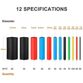 Eventronic Schrumpfschlauch Set 560 Stücke, 12 Größen 5 Farben,