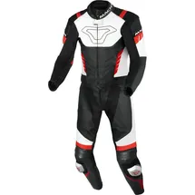 Macna Varshall perforierte 2-Teiler Motorrad Lederkombi 2tlg. perforiert - Schwarz/Weiß/Rot - 58