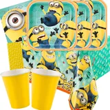 unique/spielum 41-teiliges Party-Set kompatibel mit Minions - Teller Becher Servietten klein Tischdecke Trinkhalme für 8 Kinder