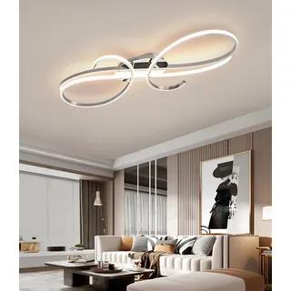 Hsyyz LED Deckenleuchte Dimmbar für Esstisch, Wohnzimmer, Schlafzimmer, Küche, Büro - Metall Designleuchte mit Fernbedienung (Gold, L60cm/45W)