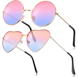 Fiada 2 Paar Hippie Sonnenbrillen Retro Damen Hippie Brillen Kostüm Sonnenbrille für Herren Damen Party Festival
