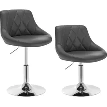 Woltu 2er-Set Barhocker Tresenhocker Barsessel mit Rückenlehne aus Kunstleder höhenverstellbar Grau