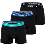 Nike Herren 3er Pack - Trunks, Logobund, Stretch Schwarz/Blau/Türkis S