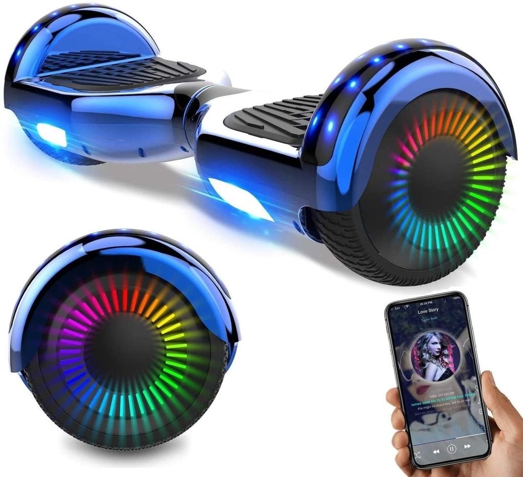 GeekMe 6.5 Zoll Hoverboard Elektro Scooter Self-Balance Board - Bluetooth Lautsprecher-Hoverboard kinder mit blinkendes LED-Lichtrad,Geschenk für ...