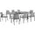 Idimex Gartenmöbel Set VERANO, anthrazit/hellgrau - 8 Stühlen und ausziehbarem Gartentisch, Aluminium und wetterfeste Textilene, stapelbar, strapazi... - Grau