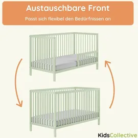 Kids Collective Babybett Kinderbett Gitterbett mit Rausfallschutz Baby Bett | stabiles Buchenholz | Juniorbett | Europe | Kinderzimmer Jugendzimmer... | Grün