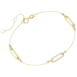 Luigi Merano Armband mit länglichen Gliedern, Zirkonia Steinen, Gold 375 Armbänder & Armreife   Gold Damen 