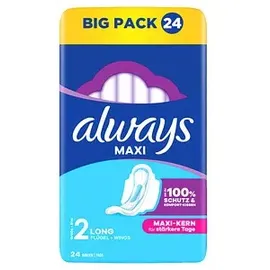 Always Maxi Long Binden (Größe 2) mit Flügeln 24 St.