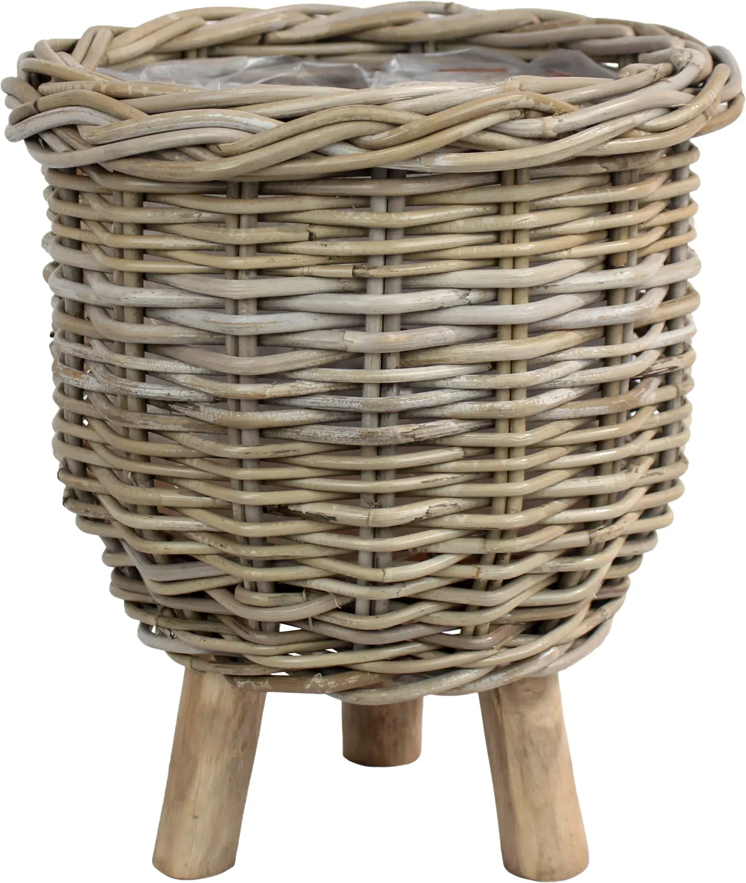 Korb Rattan D34H40cm auf Füßen grau