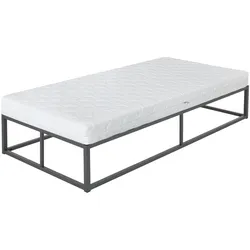 ML-Design Metallbett Bettgestell Stahl Schlafzimmerbett mit Lattenrost Matratze 90x200 cm