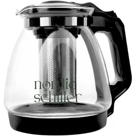 nordic schiller Teekanne Glas mit Deckel, und Siebeinsatz, Edelstahl (1700ml)