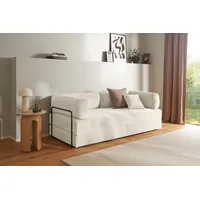 Schlafsofa HOMSY BY ANA JOHNSON "Folda, Dauerschläfer, Breite 206 cm, Liegefläche 181x198 cm", beige, B:206cm H:72cm T:94cm, Sofas, Schlafsofa, mit Bett-/Schlaffunktion, inkl. 1x Zierkissen, Tonnentaschenfederkern, Topseller