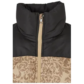 URBAN CLASSICS Aop Retro Steppjacke Union Beige / Damast XS