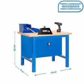 Proregal Werkbank Holz 120 cm blau