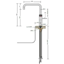 bietal® Quooker Fusion Square Messing Patina COMBI Reservoire CUBE