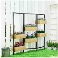 Outsunny Hochbeet mit Sichtschutz 116 x 20 x 112 cm Beige