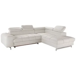 Cotta Ecksofa "Chef L-Form", weiß (altweiß), B:257cm H:72cm T:206cm, Luxus-Microfaser (100% Polyester);Kunstleder Softlux;Leder Advantage (abgedecktes Spalt-Rindsleder), Rückseite mit schwarzem Spannstoff bezogen;NaturLEDER (echtes Rindsleder), Rückseite mit 