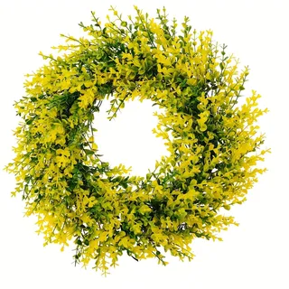Türkränze, Frühling Sommer Ganzjahres Kranz, künstliche Blumen, Grüne Blätter Kränze für Haustür Outdoor Fenster Wand Garten Hochzeit Festival Party Home Dekoration (A)