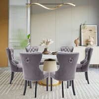 6er Samt Stuhl Set Esszimmer Sessel Esszimmerstühle Küchenstuhl Holzbeine Grau