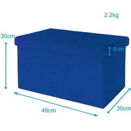 Intirilife Faltbare Sitzbank 49x30x30 cm in OZEAN BLAU - Sitzwürfel mit Stauraum aus Stoff mit Mulden - Sitzcube Fußablage klappbare Aufbewahrungsbox Truhe Sitzhocker