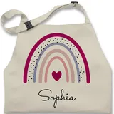 Kinderschürze Schürze Kinder Jungen Mädchen - Regenbogen Regenbögen - 7-14 Jahre - Natur Weiß - backschürze junge rainbow sophia kinderkochschürzen personalisierte name herz küchenschürze - 7-13 Jahre