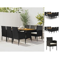 vidaXL 7-tlg. Garten-Essgruppe Poly Rattan Schwarz