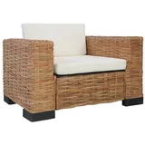 vidaXL Sessel mit Kissen Natürliches Rattan