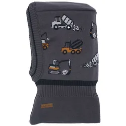 Schlupfmütze MAXIMO, Baby, Gr. 49, grau, Baumwolle, gemustert, casual, Mützen, im Baufahrzeuge-Design