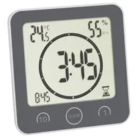 TFA Bad- /Küchenuhr mit Timer Grau digital Kurzzeitmesser