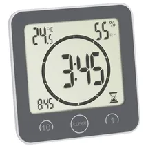 TFA Bad- /Küchenuhr mit Timer Grau digital Kurzzeitmesser