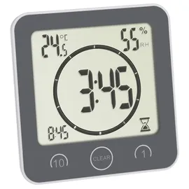 TFA Bad- /Küchenuhr mit Timer Grau digital Kurzzeitmesser