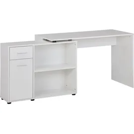 KADIMA DESIGN Design Eckschreibtisch mit Regal Weiß 120 x 75,5 x 106,5 cm, Moderner Büro-Schreibtisch, Computer-Tisch Arbeitszimmer, Winkelschreibtisch Home