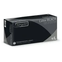 Bingold Einmalhandschuhe Latex BLACK puderfrei, Größe L, 100-er Pack