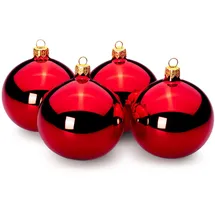 SIKORA Essentials Klassische Christbaumkugeln aus Glas - Hochglanz - 6 Farben 3 Größen Premium Qualität, Farbe/Modell:Rot Hochglanz 4er Set, Höhe in cm:8 cm