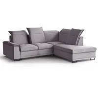 Beautysofa Ecksofa Bruno L, moderne Polsterecke aus Velours, Schlaffunktion, Bettkasten, verstellbaren Kopfstützen, verschiebbare Rückenlehne, stilvoll Corner Sofa für Wohnzimmer rosa