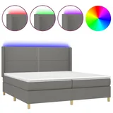 vidaXL Boxspringbett mit Matratze & LED Dunkelgrau 200x200 cm Stoff