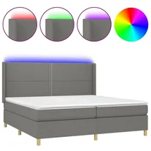 vidaXL Boxspringbett mit Matratze & LED Dunkelgrau 200x200 cm Stoff