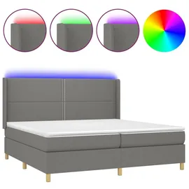 vidaXL Boxspringbett mit Matratze & LED Dunkelgrau 200x200 cm Stoff