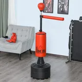 Brunier 3-in-1 Standboxsack Mit Speedball, Drehbarem, Flexiblem Arm, Höhenverstellbarem Bezug Aus Synthetikmaterial, Hdpe-fuß, Maße: 88 X 48 X 155–205 Cm (l X B X H), Schwarz/rot