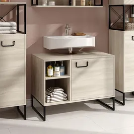 Vicco Waschbeckenunterschrank Vionna Eiche/Schwarz 80 x 60 cm mit 2 offenen Fächern