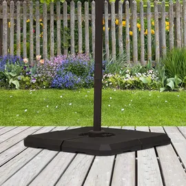 Outsunny Schirmgewicht, 4-tlg. Schirmständer, mit 80 kg Wasser oder 120 kg Sand befüllbar, hdpe, Schwarz, 100 x 100 x 9,5 cm