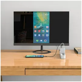 ACEFAST 2in1 GaN-Ladegerät 65W USB Type-C / USB, HDMI-Adapter 4K @ 60Hz Set Kabel) Weiß (A17 Drinnen, AC, 1,8 m, Weiß)