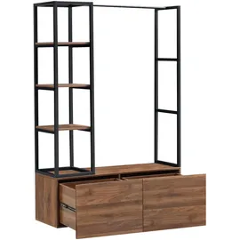 [en.casa] Garderobenständer Egmating 180 x 120 x 40 cm Walnuss