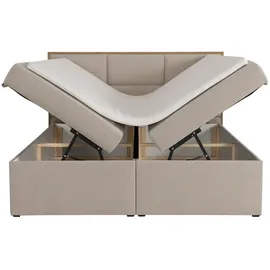 ks home concept KSHOMECONCEPT Boxspringbetten mit Bettkasten ELMA 140x200, Bonellfederkern Matratze, Beige, - Beige