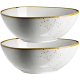 Mäser Schüssel oval 22 x 19 cm, Weiss mit braunem Rand 2er Set, Pintar, Brauner Rand, 594015