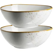 Mäser Schüssel oval 22 x 19 cm, Weiss mit braunem Rand 2er Set, Pintar, Brauner Rand, 594015